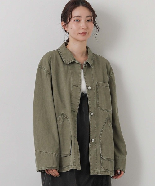 Gready Brilliant(グレディブリリアン)の「ウォッシュ加工ワークジャケット(デニムジャケット・レディース・カーキ/レオパード・FREE)」の15枚目の写真