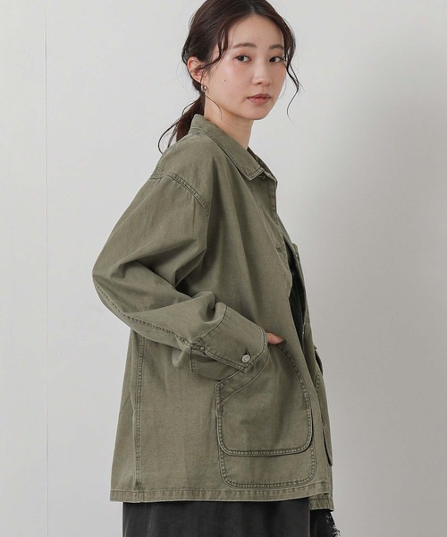 Gready Brilliant(グレディブリリアン)の「ウォッシュ加工ワークジャケット(デニムジャケット・レディース・カーキ/レオパード・FREE)」の16枚目の写真