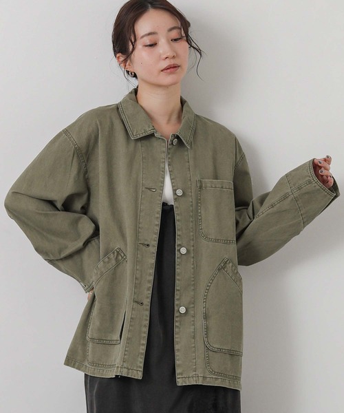 Gready Brilliant(グレディブリリアン)の「ウォッシュ加工ワークジャケット(デニムジャケット・レディース・カーキ/レオパード・FREE)」の18枚目の写真