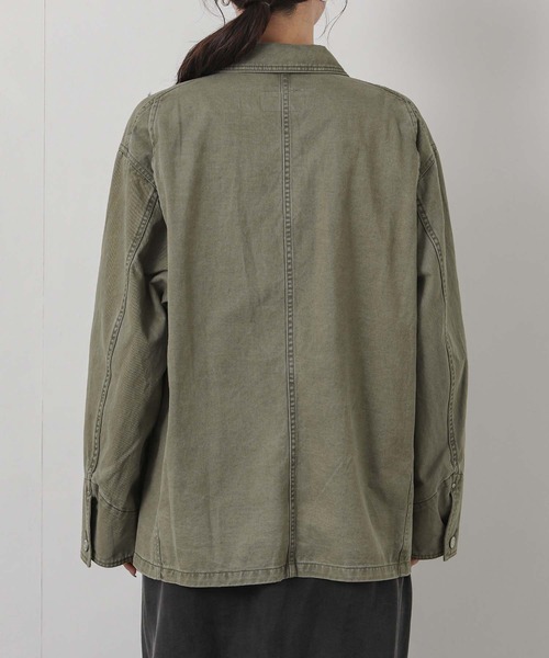 Gready Brilliant(グレディブリリアン)の「ウォッシュ加工ワークジャケット(デニムジャケット・レディース・カーキ/レオパード・FREE)」の21枚目の写真