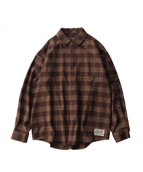 Subciety(サブサエティ)の「Sleeve embroidery check shirt(シャツ/ブラウス・メンズ・ブラウン/ブラック・XL/S/M/L)」の8枚目の写真