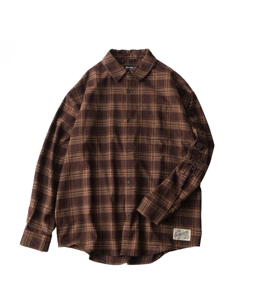 Subciety(サブサエティ)の「Sleeve embroidery check shirt(シャツ/ブラウス・メンズ・ブラウン/ブラック・XL/S/M/L)」の9枚目の写真