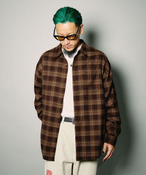 Subciety(サブサエティ)の「Sleeve embroidery check shirt(シャツ/ブラウス・メンズ・ブラウン/ブラック・XL/S/M/L)」の10枚目の写真