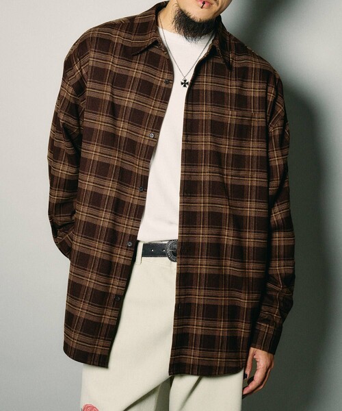 Subciety(サブサエティ)の「Sleeve embroidery check shirt(シャツ/ブラウス・メンズ・ブラウン/ブラック・XL/S/M/L)」の11枚目の写真