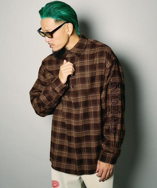 Subciety(サブサエティ)の「Sleeve embroidery check shirt(シャツ/ブラウス・メンズ・ブラウン/ブラック・XL/S/M/L)」の14枚目の写真