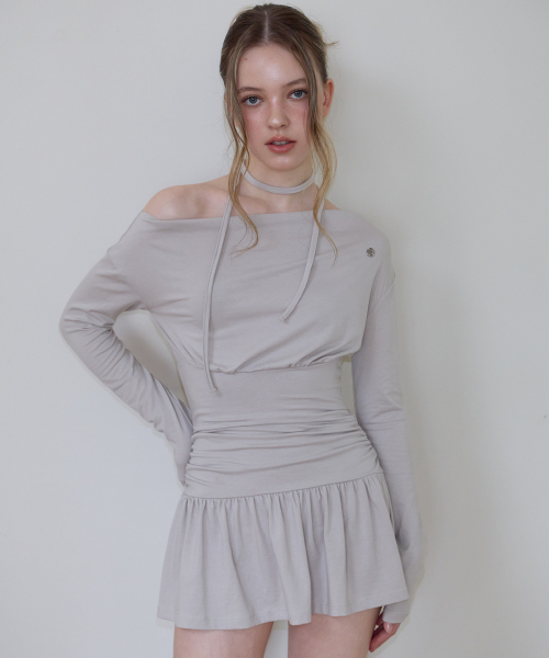 ROSEFRANTZ（ロゼフランツ）の「Tie Off Shoulder Mini Dress [Beige]（ワンピース・レディース・Beige・OS）」の6枚目の写真