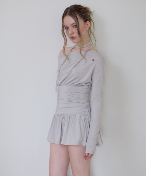 ROSEFRANTZ（ロゼフランツ）の「Tie Off Shoulder Mini Dress [Beige]（ワンピース・レディース・Beige・OS）」の8枚目の写真