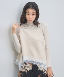 裾レーススエードキャミソール