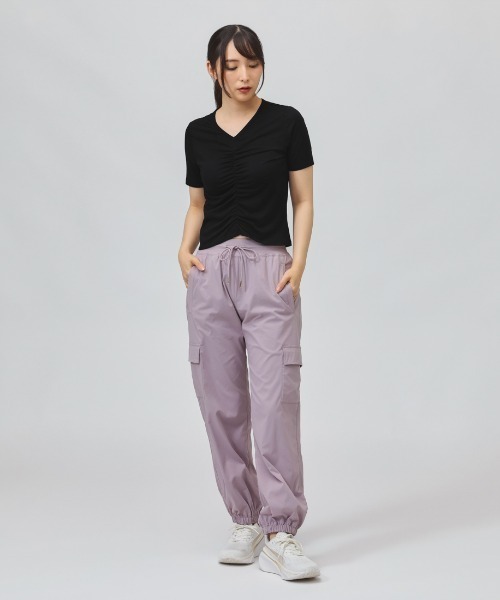 TIGORA(ティゴラ)の「ティゴラ TIGORA シャーリング半袖フィットネスTシャツ(Tシャツ/カットソー・レディース・ブラック/ライラック・XL/L/M/S)」の5枚目の写真
