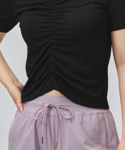 TIGORA(ティゴラ)の「ティゴラ TIGORA シャーリング半袖フィットネスTシャツ(Tシャツ/カットソー・レディース・ブラック/ライラック・XL/L/M/S)」の8枚目の写真