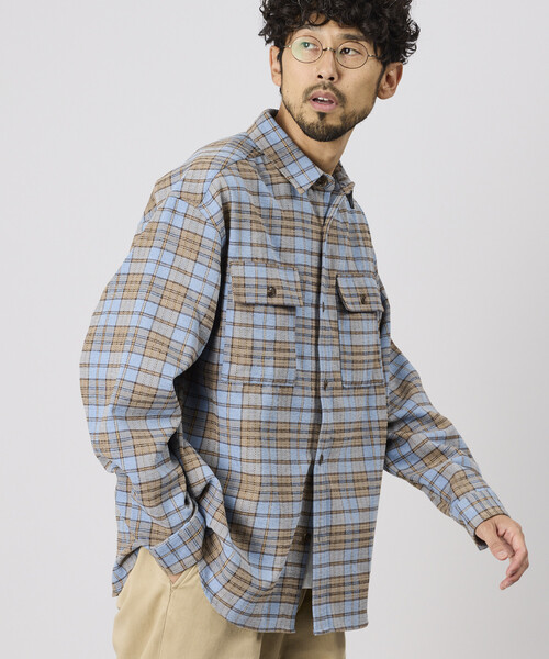 FREAK'S STORE(フリークスストア)の「モールチェックシャツジャケット(シャツ/ブラウス・メンズ・ブラウン/ブラック/グリーン/サックスブルー・LARGE/MEDIUM)」の4枚目の写真