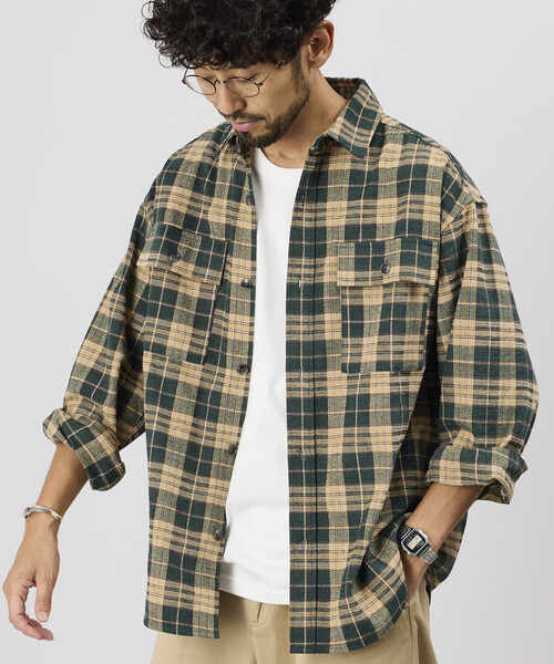 FREAK'S STORE(フリークスストア)の「モールチェックシャツジャケット(シャツ/ブラウス・メンズ・ブラウン/ブラック/グリーン/サックスブルー・LARGE/MEDIUM)」の3枚目の写真
