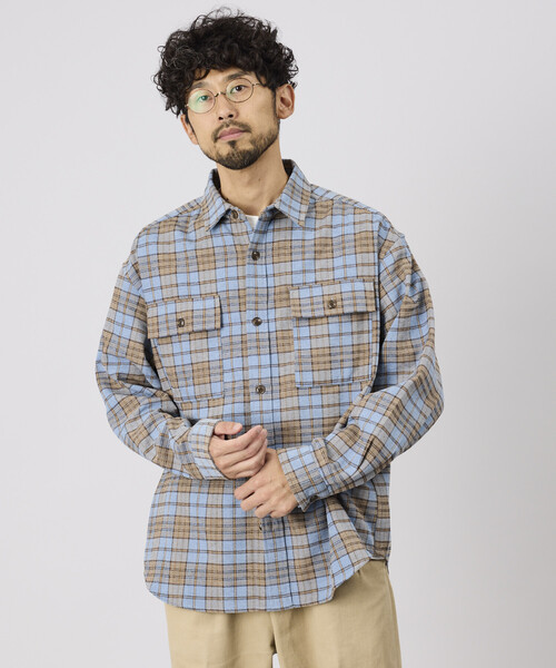 FREAK'S STORE(フリークスストア)の「モールチェックシャツジャケット(シャツ/ブラウス・メンズ・ブラウン/ブラック/グリーン/サックスブルー・LARGE/MEDIUM)」の8枚目の写真