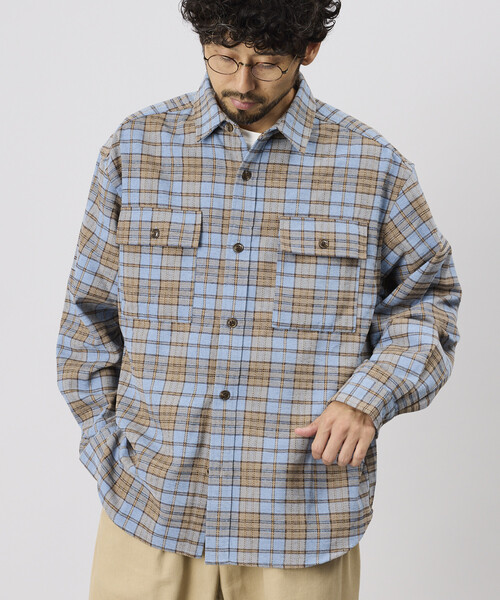 FREAK'S STORE(フリークスストア)の「モールチェックシャツジャケット(シャツ/ブラウス・メンズ・ブラウン/ブラック/グリーン/サックスブルー・LARGE/MEDIUM)」の9枚目の写真