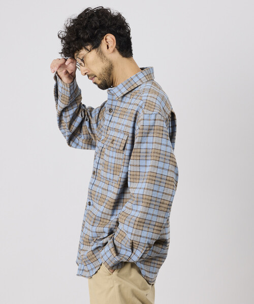 FREAK'S STORE(フリークスストア)の「モールチェックシャツジャケット(シャツ/ブラウス・メンズ・ブラウン/ブラック/グリーン/サックスブルー・LARGE/MEDIUM)」の10枚目の写真