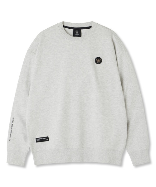 LIFE WORK（ライフワーク）の「共用) Wレザー ワッペン スウェット（スウェット・レディース・ブラック/オートミール・SMALL/MEDIUM）」の2枚目の写真