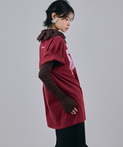 NON TOKYO(ノントーキョー)の「PRINT T-SHIRT(DOG)(Tシャツ/カットソー・レディース・ホワイト/ブラック/バーガンディー・2/1)」の4枚目の写真