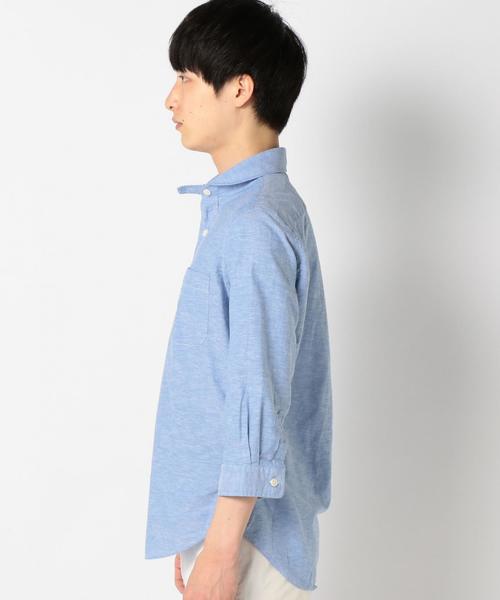 SHIPS（シップス）の「SC: SHIPS（シップス）16SS コットン/リネン ショールカラー 7スリーブ シャツ "ソリッド"（シャツ/ブラウス・メンズ・ホワイト/ブルー・MEDIUM/LARGE/SMALL）」の3枚目の写真