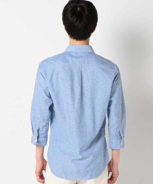 SHIPS（シップス）の「SC: SHIPS（シップス）16SS コットン/リネン ショールカラー 7スリーブ シャツ "ソリッド"（シャツ/ブラウス・メンズ・ホワイト/ブルー・MEDIUM/LARGE/SMALL）」の4枚目の写真