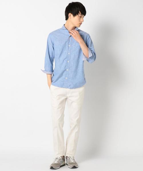 SHIPS（シップス）の「SC: SHIPS（シップス）16SS コットン/リネン ショールカラー 7スリーブ シャツ "ソリッド"（シャツ/ブラウス・メンズ・ホワイト/ブルー・MEDIUM/LARGE/SMALL）」の14枚目の写真