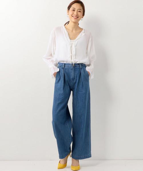 Jewel Changes(ジュエルチェンジズ)の「☆JC デニム ワイドパンツ(デニムパンツ・レディース・オフホワイト/コバルトブルー・36/38)」の9枚目の写真