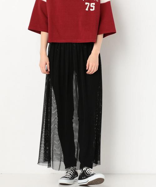 Another Edition（アナザーエディション）の「メッシュロングスカート ◆（スカート・レディース・オフホワイト/ブラック・FREE）」の2枚目の写真