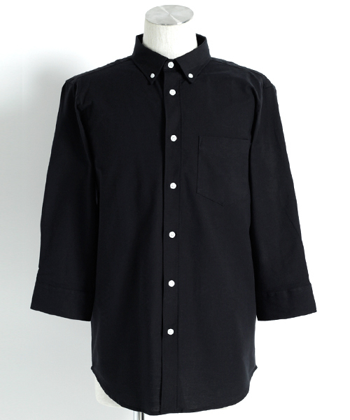 MONO-MART（モノマート）の「ボタンダウン ハイストレッチ オックスフォード シャツ(3/4スリーブ)（シャツ/ブラウス・メンズ・ブラック/オフホワイト/グレー/ブルー/ベージュ/ネイビー/オリーブドラブ/サックスブルー・L/XL/M）」の11枚目の写真