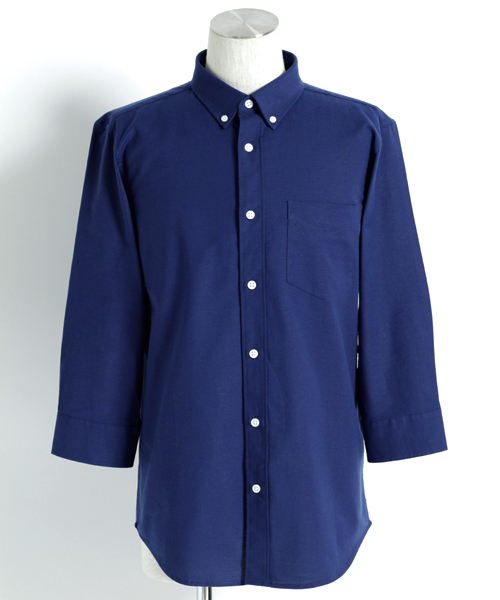 MONO-MART（モノマート）の「ボタンダウン ハイストレッチ オックスフォード シャツ(3/4スリーブ)（シャツ/ブラウス・メンズ・ブラック/オフホワイト/グレー/ブルー/ベージュ/ネイビー/オリーブドラブ/サックスブルー・L/XL/M）」の17枚目の写真