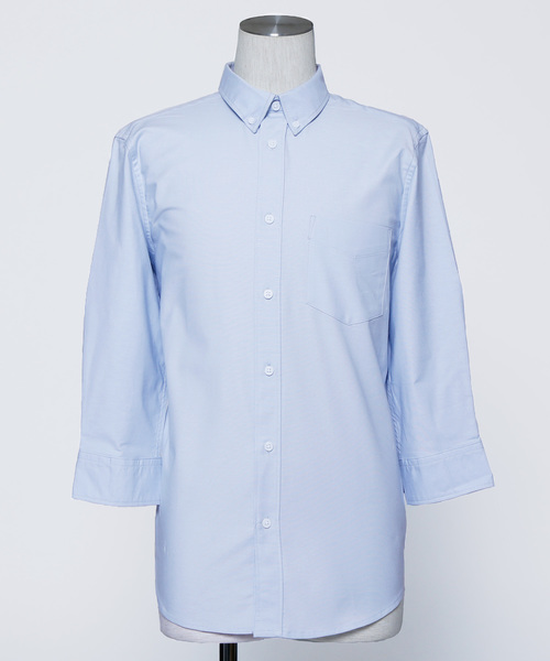 MONO-MART（モノマート）の「ボタンダウン ハイストレッチ オックスフォード シャツ(3/4スリーブ)（シャツ/ブラウス・メンズ・ブラック/オフホワイト/グレー/ブルー/ベージュ/ネイビー/オリーブドラブ/サックスブルー・L/XL/M）」の16枚目の写真