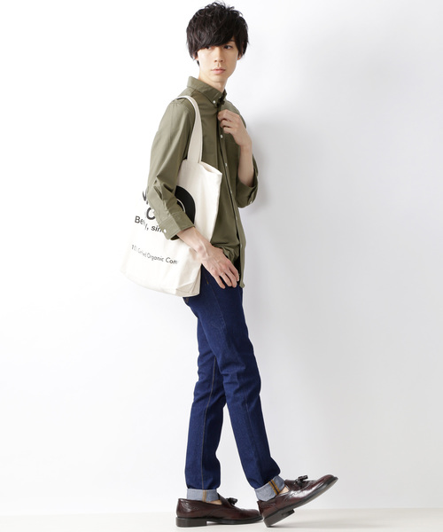 MONO-MART（モノマート）の「ボタンダウン ハイストレッチ オックスフォード シャツ(3/4スリーブ)（シャツ/ブラウス・メンズ・ブラック/オフホワイト/グレー/ブルー/ベージュ/ネイビー/オリーブドラブ/サックスブルー・L/XL/M）」の22枚目の写真