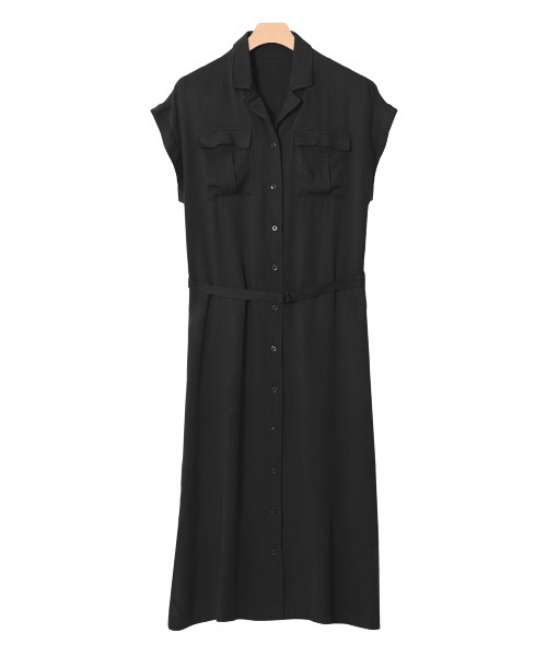 Pierrot（ピエロ）の「レーヨンツイル シャツワンピース（シャツワンピース・レディース・オフホワイト/ブラック/カーキ/ベージュ・M）」の2枚目の写真