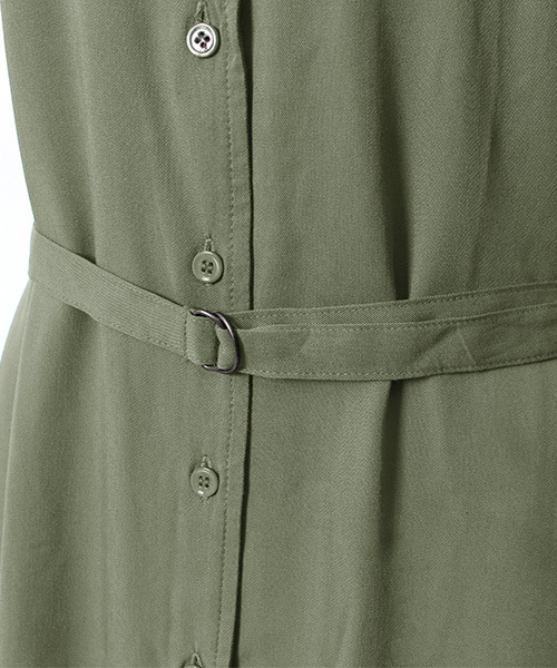 Pierrot（ピエロ）の「レーヨンツイル シャツワンピース（シャツワンピース・レディース・オフホワイト/ブラック/カーキ/ベージュ・M）」の8枚目の写真