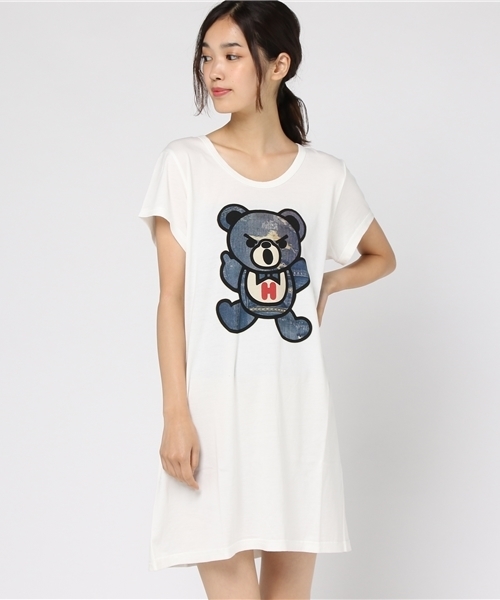 HYSTERIC GLAMOUR ファックベア　動物　ロゴ　ワンピ　パッチワーク HYSTERIC GLAMOUR ファックベア動物ロゴワンピパッチワーク