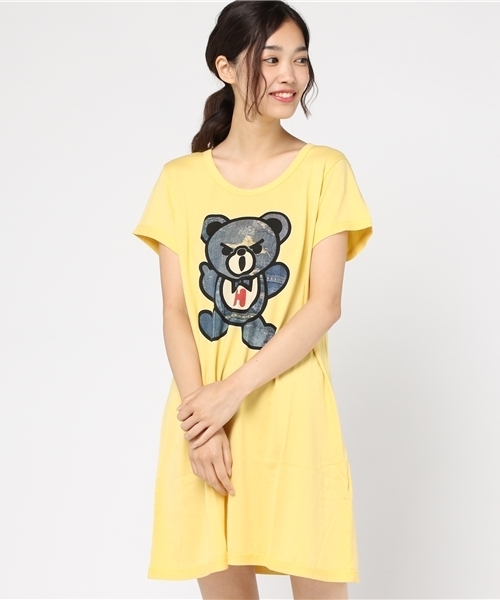 ヒステリックグラマー PATCH BEARジャカード ワンピース フリー クマ HYSTERIC GLAMOUR（ヒステリックグラマー）の「DENIM PATCH BEAR pt OP