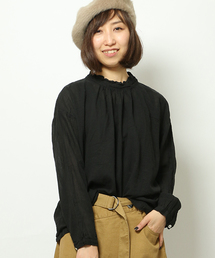 LBC | 40ボイルスタンドフリルネックブラウス             (シャツ/ブラウス)