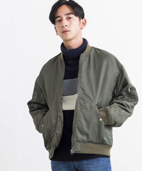 WEGO（ウィゴー）の「WEGO/ナイロンキルトMA-1（MA-1・メンズ・ブラック/ネイビー/カーキ/ワイン/ベージュ・SMALL/MEDIUM/LARGE）」の3枚目の写真