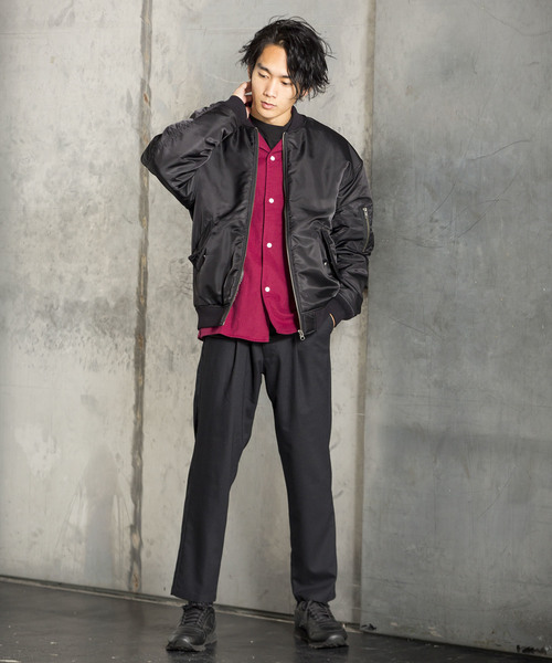 WEGO（ウィゴー）の「WEGO/ナイロンキルトMA-1（MA-1・メンズ・ブラック/ネイビー/カーキ/ワイン/ベージュ・SMALL/MEDIUM/LARGE）」の14枚目の写真