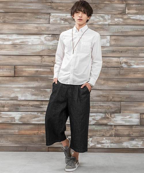 MinoriTY（マイノリティ）の「10ozデニムクロップドワイドパンツ デニムパンツ アンクルパンツ ビッグ（デニムパンツ・メンズ・ブラック/ライトインディゴブルー/インディゴブルー・M/L）」の6枚目の写真