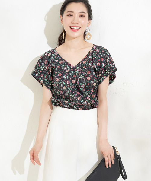 un dix cors（アンディコール）の「リバティプリントフレンチブラウス（シャツ/ブラウス・レディース・ブラック/パープル・FREE）」の2枚目の写真