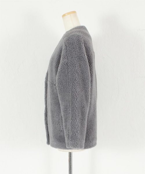 titivate（ティティベイト）の「ｵｰﾊﾞｰｻｲｽﾞﾎﾞｱｼﾞｬｹｯﾄ（ノーカラージャケット・レディース・アイボリー/ブラック/グレー/グレイッシュベージュ・S/M/L）」の19枚目の写真