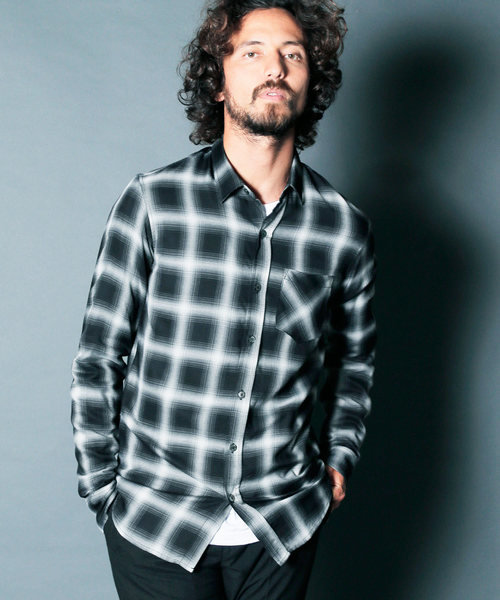 セール】RAYON OMBRE CHK STANDARD SHIRTS L/S:レーヨンオンブレ