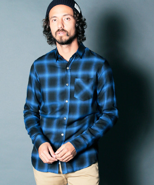 Magine チェック オンブレ レーヨン 長袖シャツ セール】RAYON OMBRE CHK STANDARD SHIRTS L/S:レーヨンオンブレ