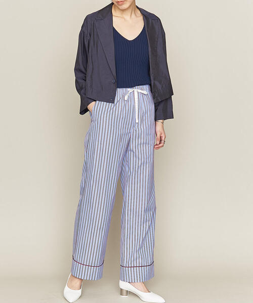 ASTRAET(アストラット)の「ASTRAET(アストラット) ストライプ イージー ワイドパンツ◆(その他パンツ・レディース・ライラック/ダークグリーン・00/0/1)」の14枚目の写真