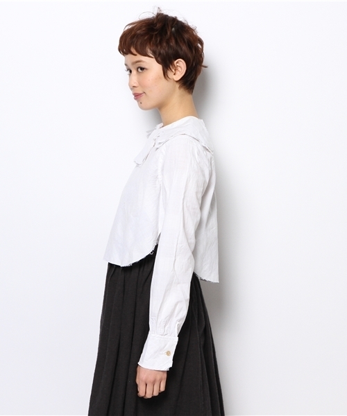 BEAMS BOY（ビームスボーイ）の「○BEAMS BOY / 2重襟 Wバックボタン ショートブラウス（シャツ/ブラウス・レディース・ホワイト/ブラック・ONE SIZE）」の7枚目の写真