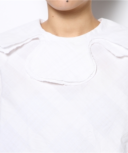 BEAMS BOY（ビームスボーイ）の「○BEAMS BOY / 2重襟 Wバックボタン ショートブラウス（シャツ/ブラウス・レディース・ホワイト/ブラック・ONE SIZE）」の5枚目の写真