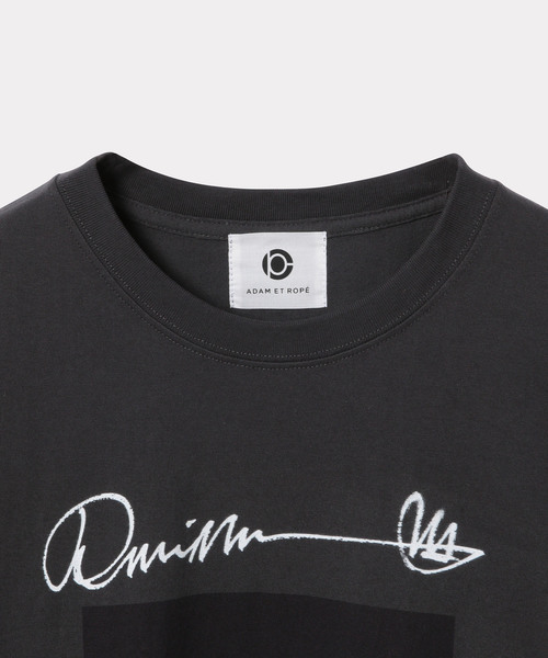 未使用タグ付　Adam et Rope'(アダムエロペ) ブラックTシャツ Adam et Rope×oasis プリントTシャツ ブラック サイズ XL