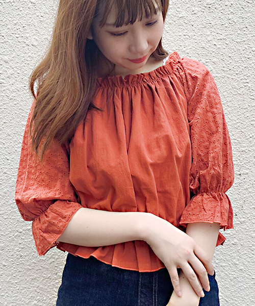 apres jour（アプレジュール）の「袖コットンレースブラウス【ZOZOTOWN限定アイテム】（シャツ/ブラウス・レディース・オフホワイト/サックスブルー/ピンクベージュ/オレンジ系その他・フリー）」の9枚目の写真