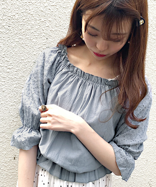 apres jour（アプレジュール）の「袖コットンレースブラウス【ZOZOTOWN限定アイテム】（シャツ/ブラウス・レディース・オフホワイト/サックスブルー/ピンクベージュ/オレンジ系その他・フリー）」の10枚目の写真