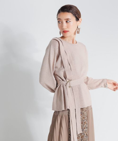 LADYMADE(レディメイド)の「カシミア混ショルダーベルトニットプルオーバー(ニット/セーター・レディース・ベージュ/グレー/パープル系その他・FREE)」の2枚目の写真