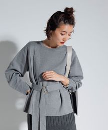 カシミア混ショルダーベルトニットプルオーバー